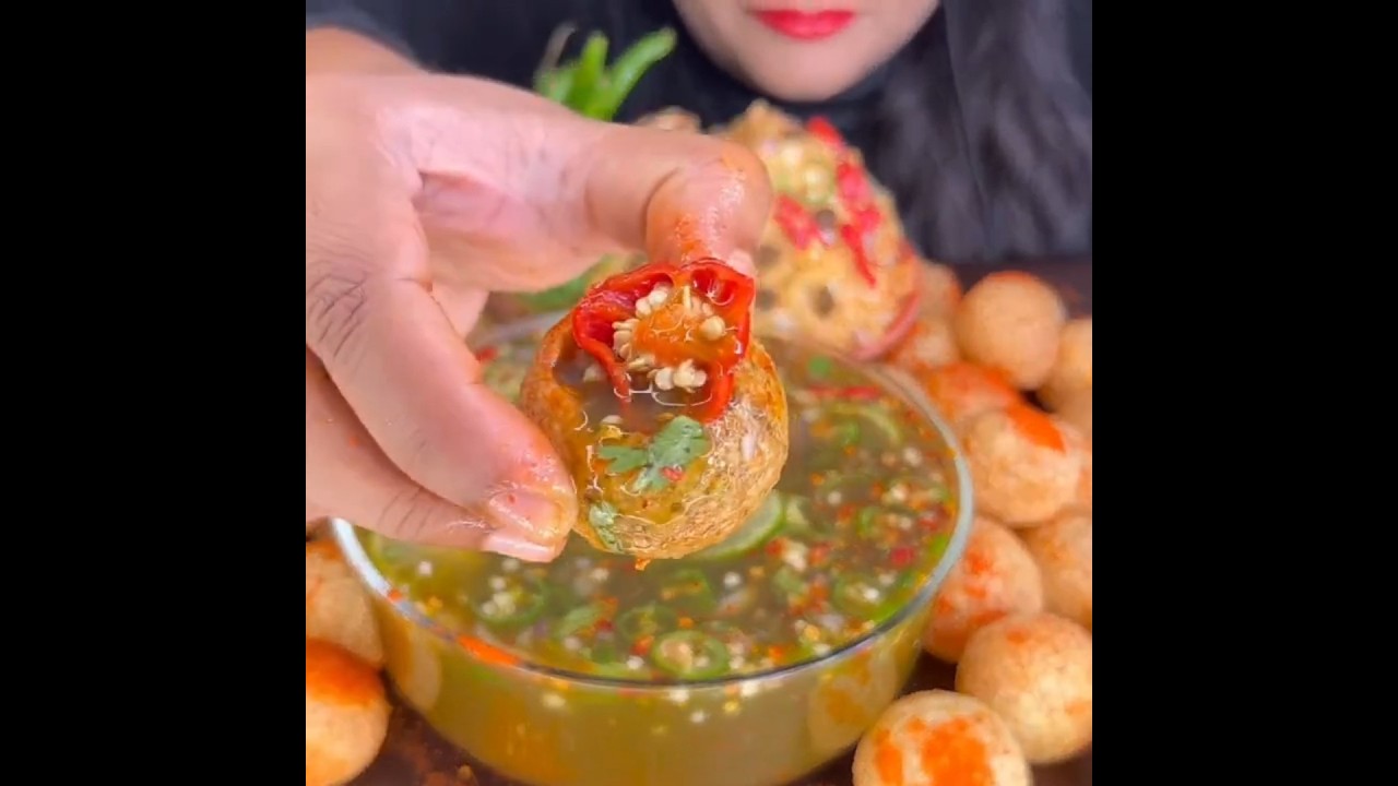 ASMR: EATING SPICY PANI PURI/ GOLGAPPA,WATERBALL || #shorts #mukbangn#asmreating #mukbangasmr #asmr