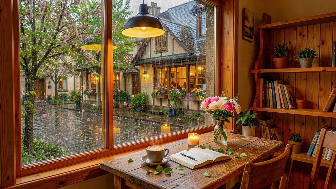 Rainy Spring Jazz by the Window &ndash; Cozy Coffee Shop Ambience with Peaceful Jazz Music for Study