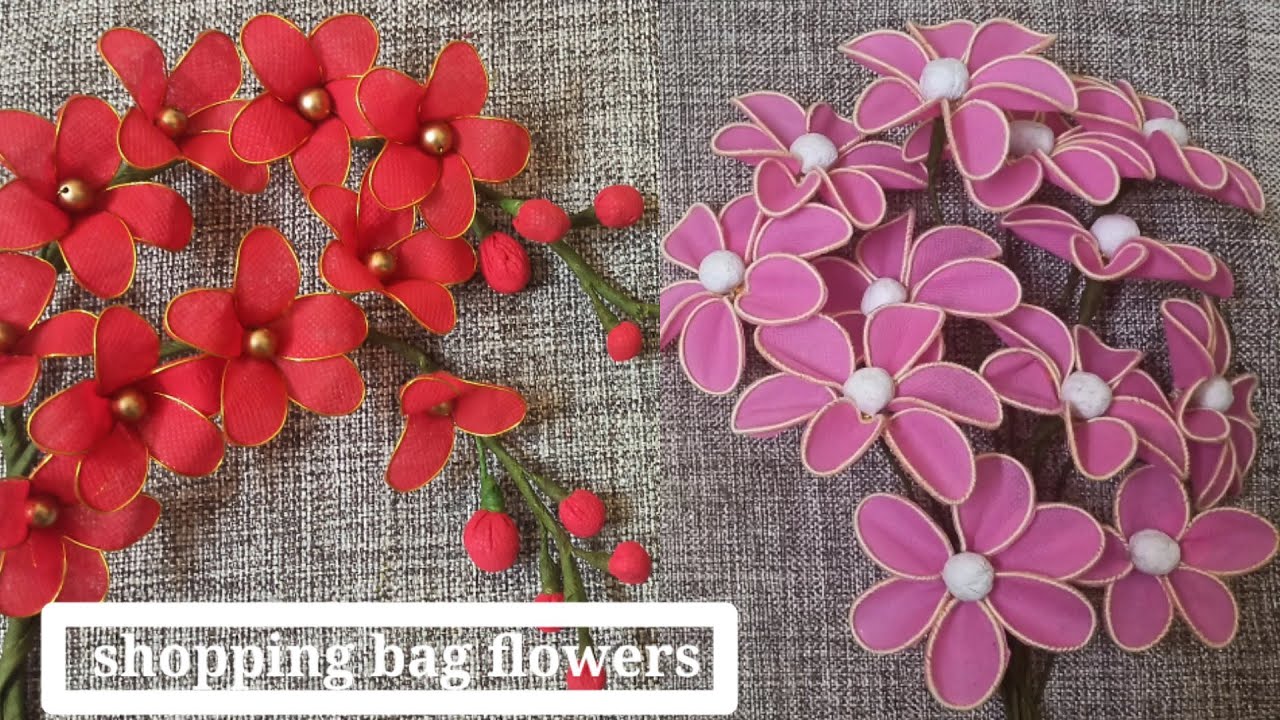 shopping bag craft ideas | shopping bag flowers | flower making tutorials | DIY | wall decoration