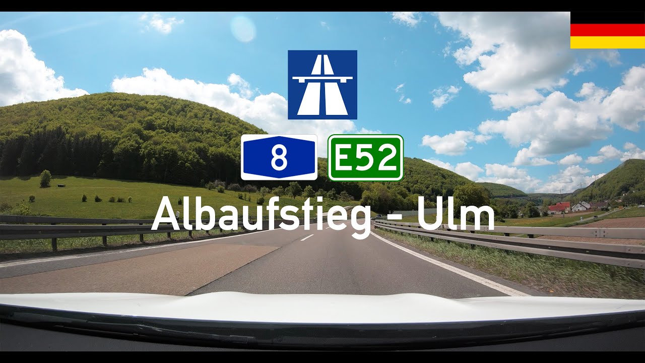 Driving in Germany 4K: Autobahn A8 / E52 from the Albaufstieg to Ulm POV