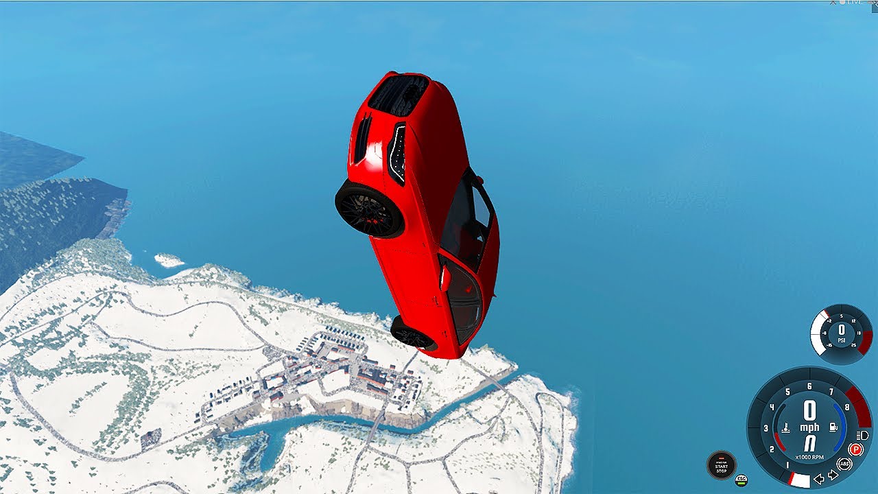 Negative Earth Vs Zero Gravity Car Crash Falling from high BeamNG Drive #3