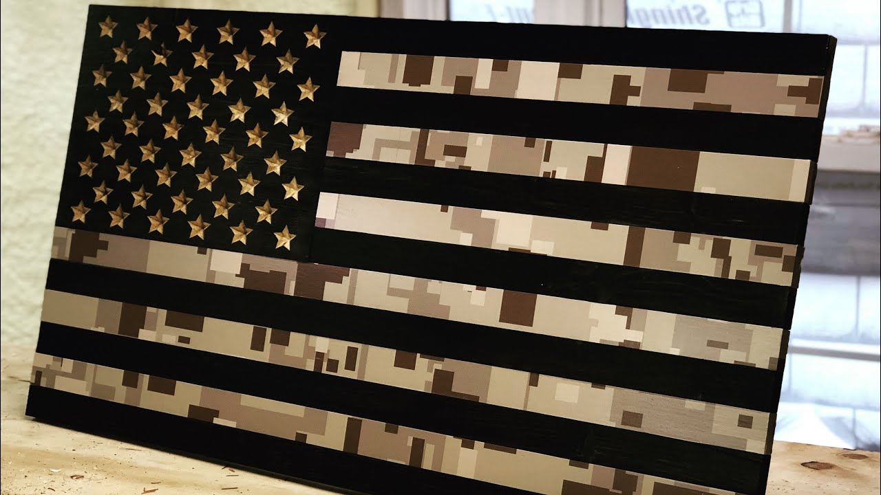 How To Build-DIY-Wooden Desert Camo American Flag With....VINYL?? (Step By Step)
