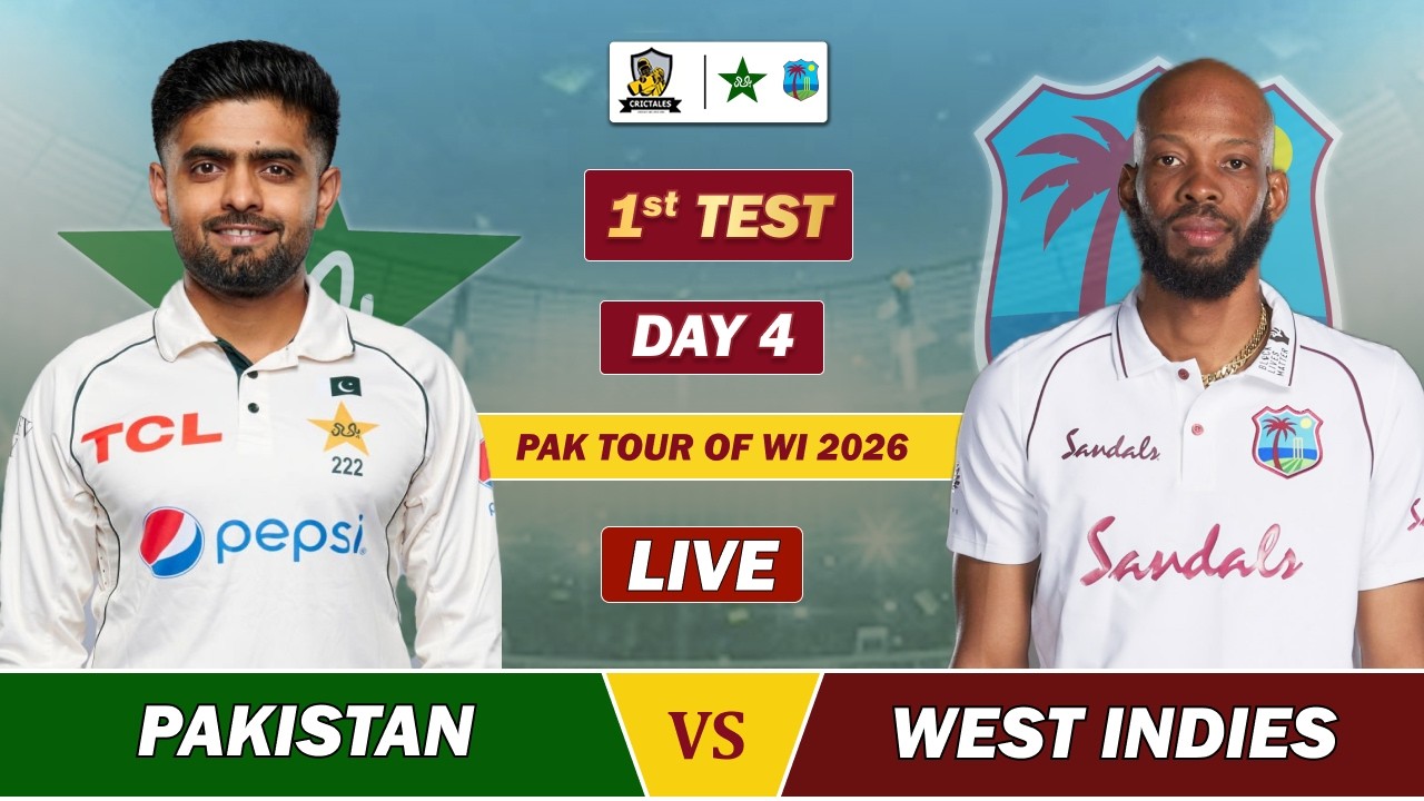 PAKISTAN vs WEST INDIES 1st TEST CRICKET MATCH DAY 4 LIVE | PAK VS WI LIVE COMMENTARY | PAK 8 WKT