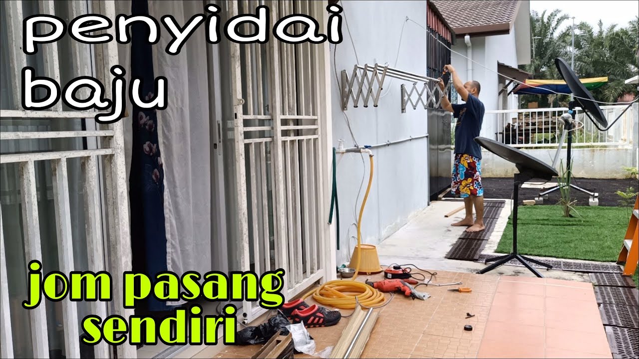 cara pasang penyidai stainless steel | wall mount cloth hanger