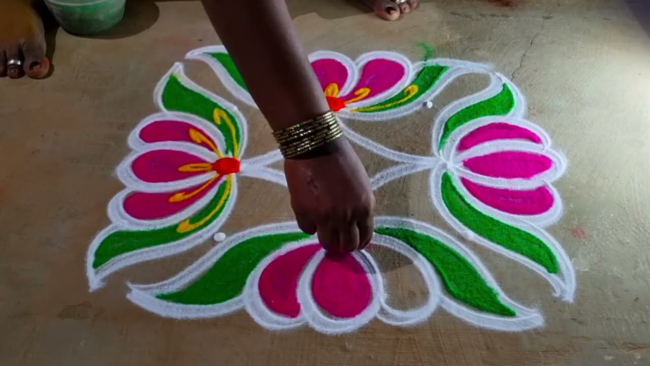 Thaipoosam2025🌻 lotus flowers kolam 3*1🌻Beautiful rangoli🌻thaimadham easy flowers🌻diya mugguludesin