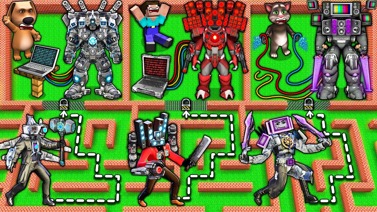 CHOOSE the RIGHT SECRET UPGRADE for TV MAN and SPEAKER TITAN in SURVIVAL MAZE in MINECRAFT animation