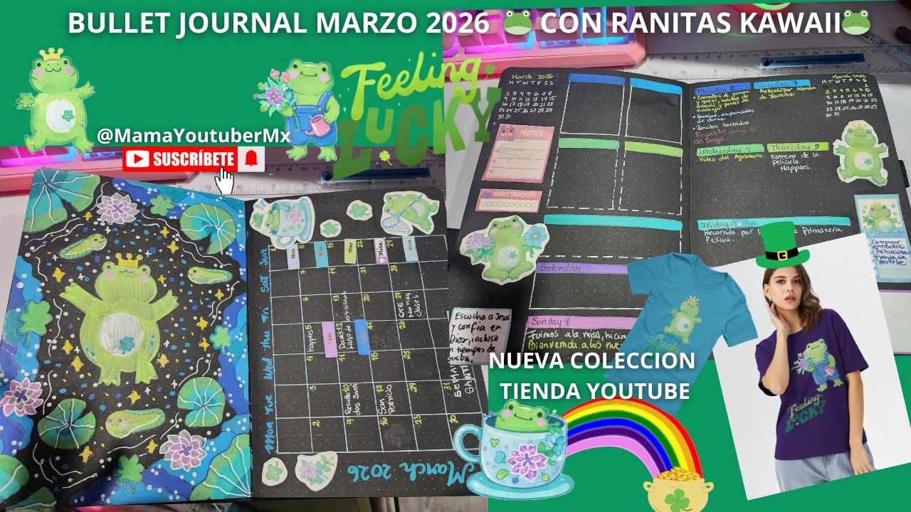 BULLET JOURNAL MARZO 2026  🐸 CON RANITAS KAWAII🐸
