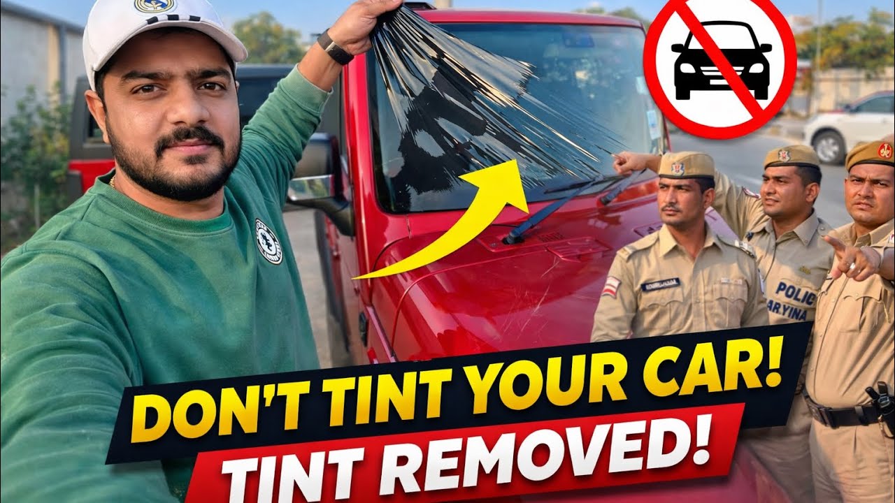 No more Front Tints on my Thar 🥹💔 Respect 1000+ to our Haryana Police and others 