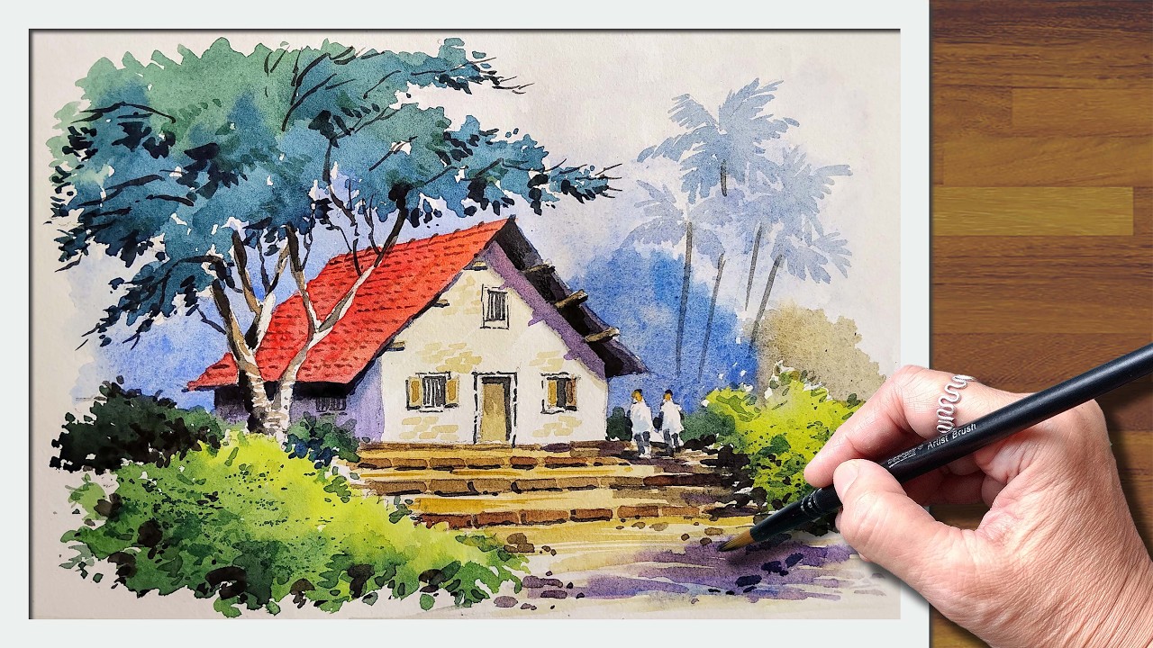 🎨 Best Landscape Painting for Beginners to Advanced | Watercolour | जलरंग निसर्गचित्र पेंटिंग