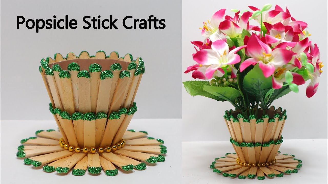 Ide Kreatif Vas bunga dari Stik Es Krim ! Popsicle stick craft