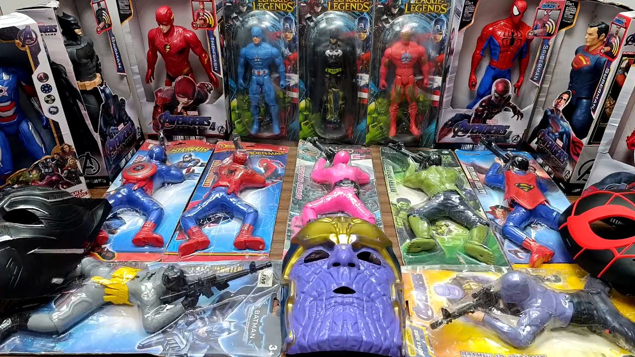 Распаковка игры Superhero Thanos Armor Squad, Captain America, Superman, Spiderman, сборка игруше...
