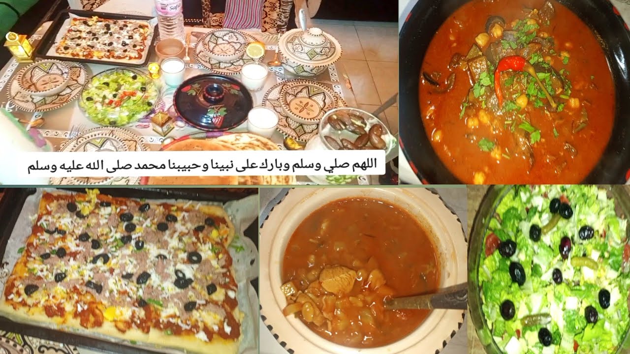 ❤❤👌مائدة إفطار تونسية شهية: هرقمة 🍲 بيتزا 🍕 حلالم وسلاطة خضراء 🥗