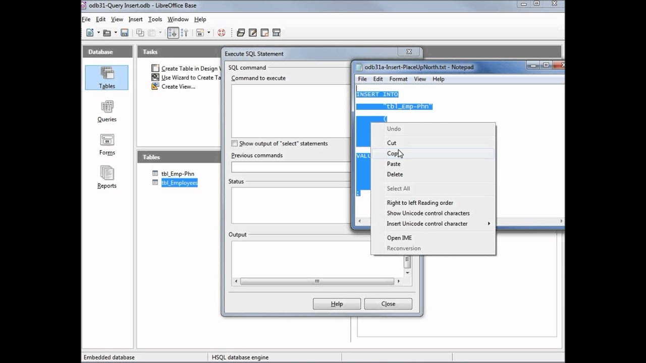 LibreOffice Base (31) Вставка запроса