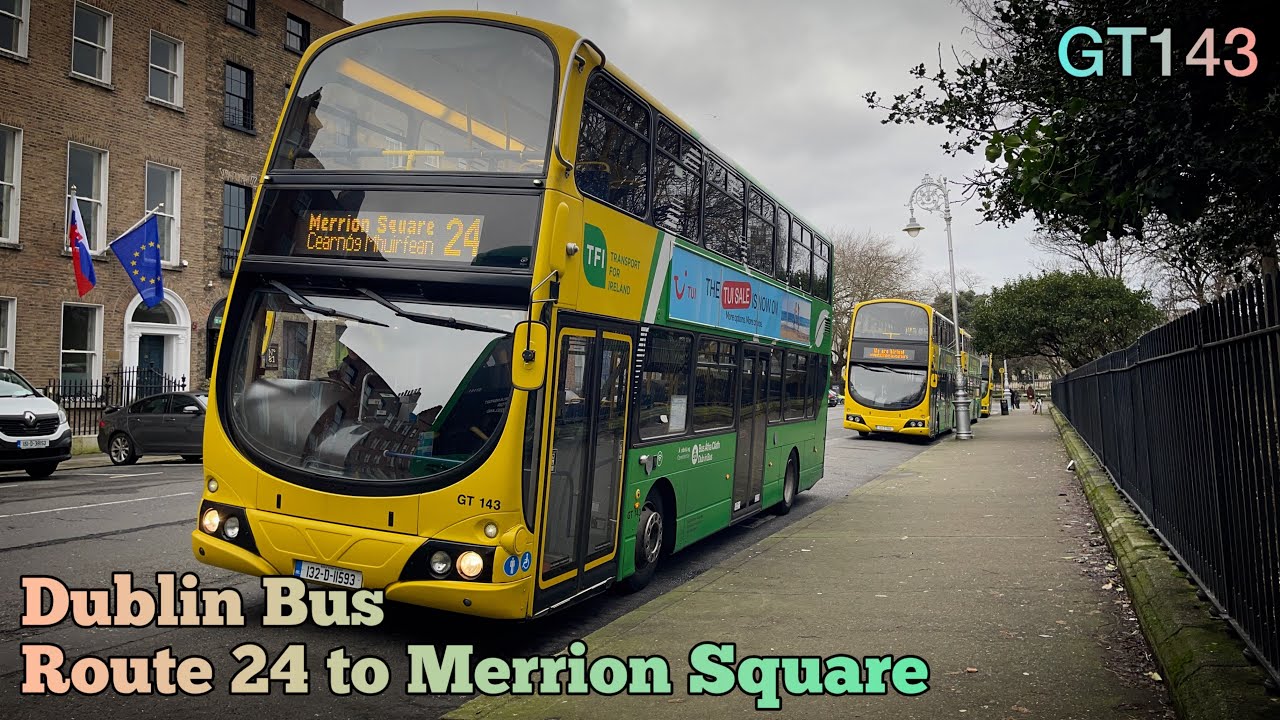 Dublin Bus | Route 24 (Dublin Airport to Merrion Square) | Full Route Visual | GT143 (132-D-11593)