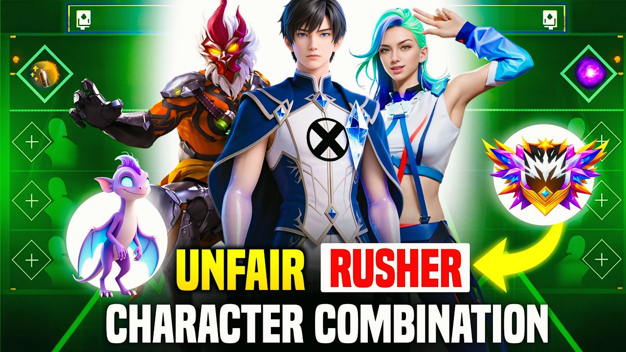 DON'T TRY THIS 3 UNFAIR RUSHER COMBINATIONS | BR RANK BEST CHARACTER COMBINATION