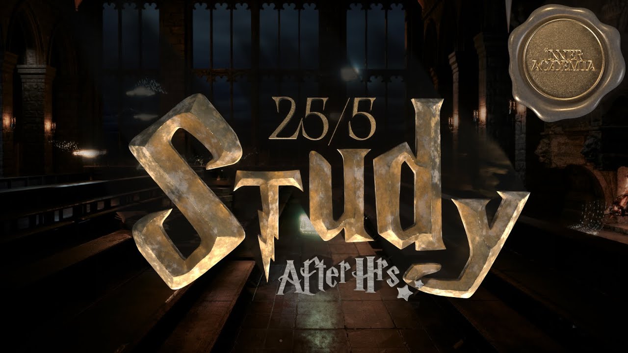 Study at the Hogwarts Great Hall at Night ⭐Pomodoro Focus Ambience (25/5) x4📜