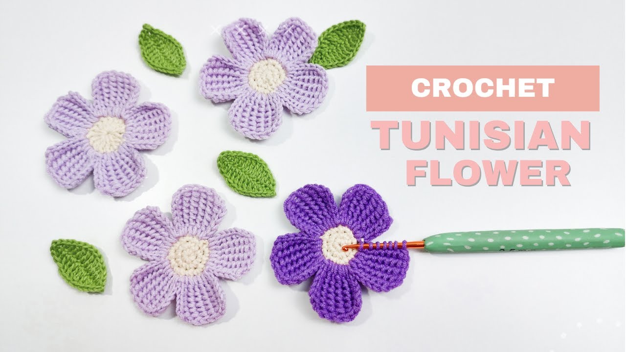 Crochet Tunisian Flower - Friendly Pattern for Beginners | Tutorial by NHÀ LEN
