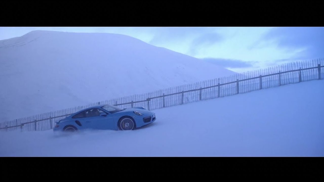All-wheel drive taken to new heights. 911 Turbo S on a ski slope.