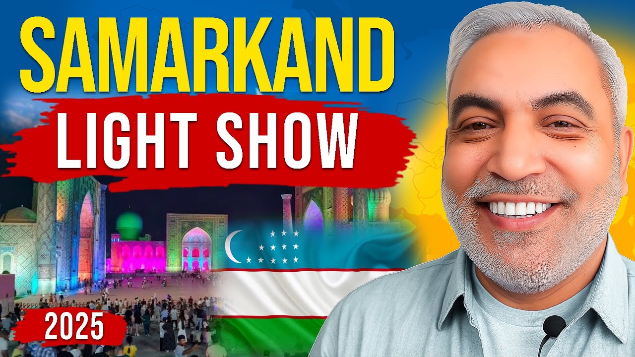 Registan Square Samarkand Night Light Show | Magical Uzbekistan Vlog 🇺🇿