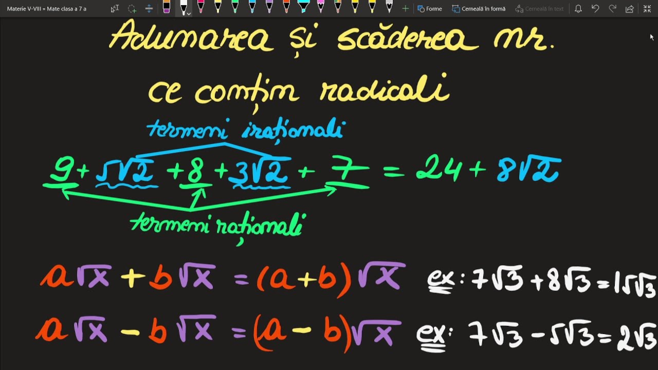 Adunarea si scaderea nr cu radicali clasa a 7 a Exercitii (Invata Matematica Usor-Meditatii Online)