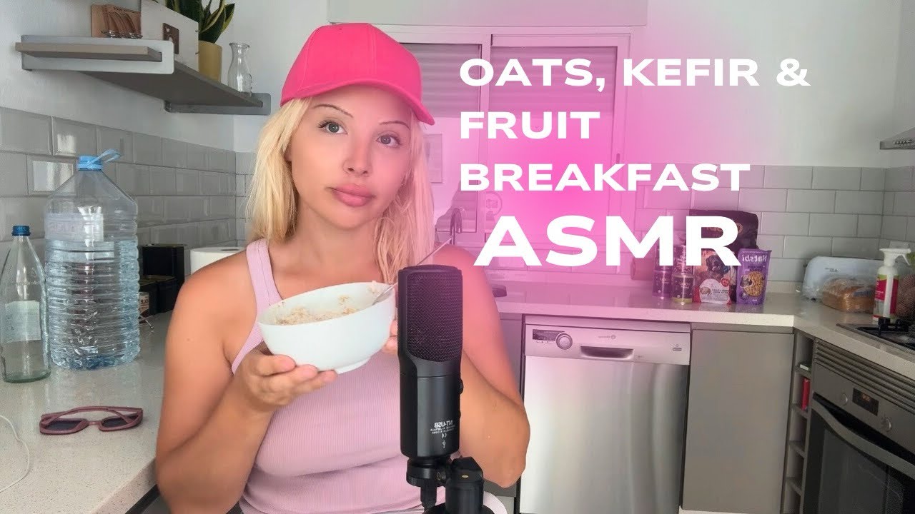 BREAKFAST ASMR MUKBANG | Kefir & Oats | Full day of eating part 1