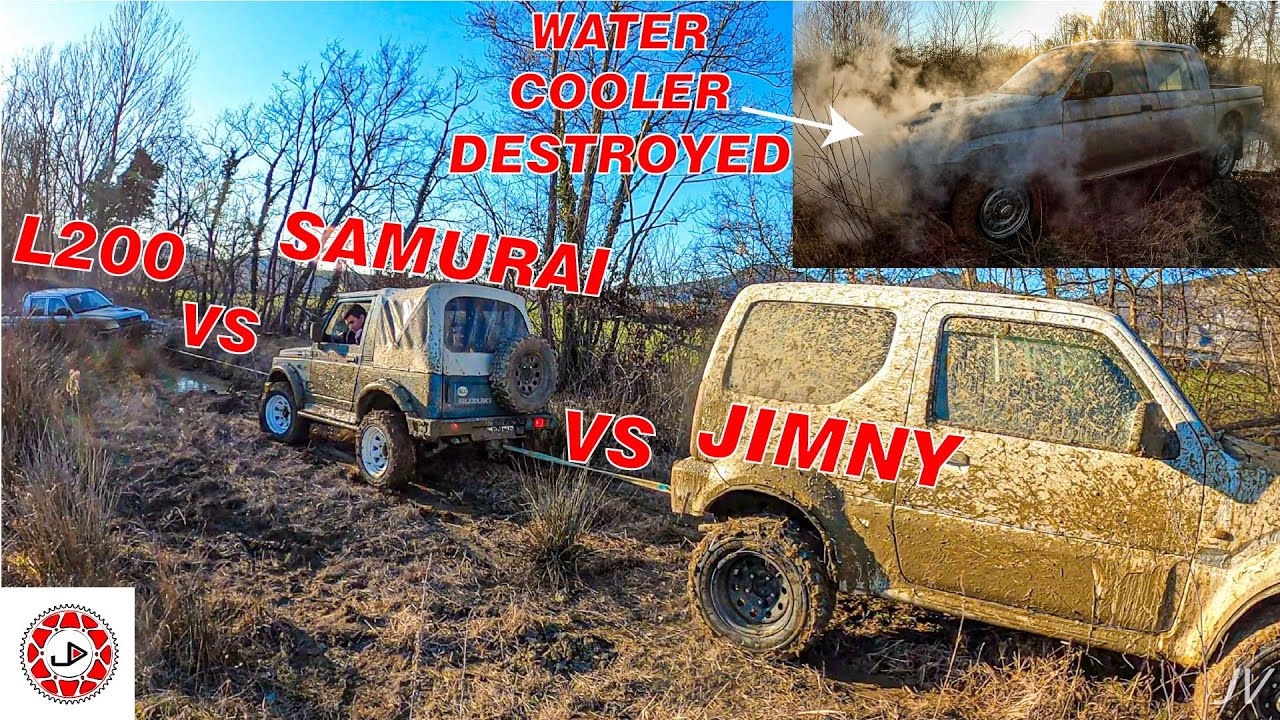 OFF ROAD Fun | Part 1 | Suzuki Jimny vs Suzuki Samurai vs Mitsubishi L200 (Water Cooler DESTROYED)