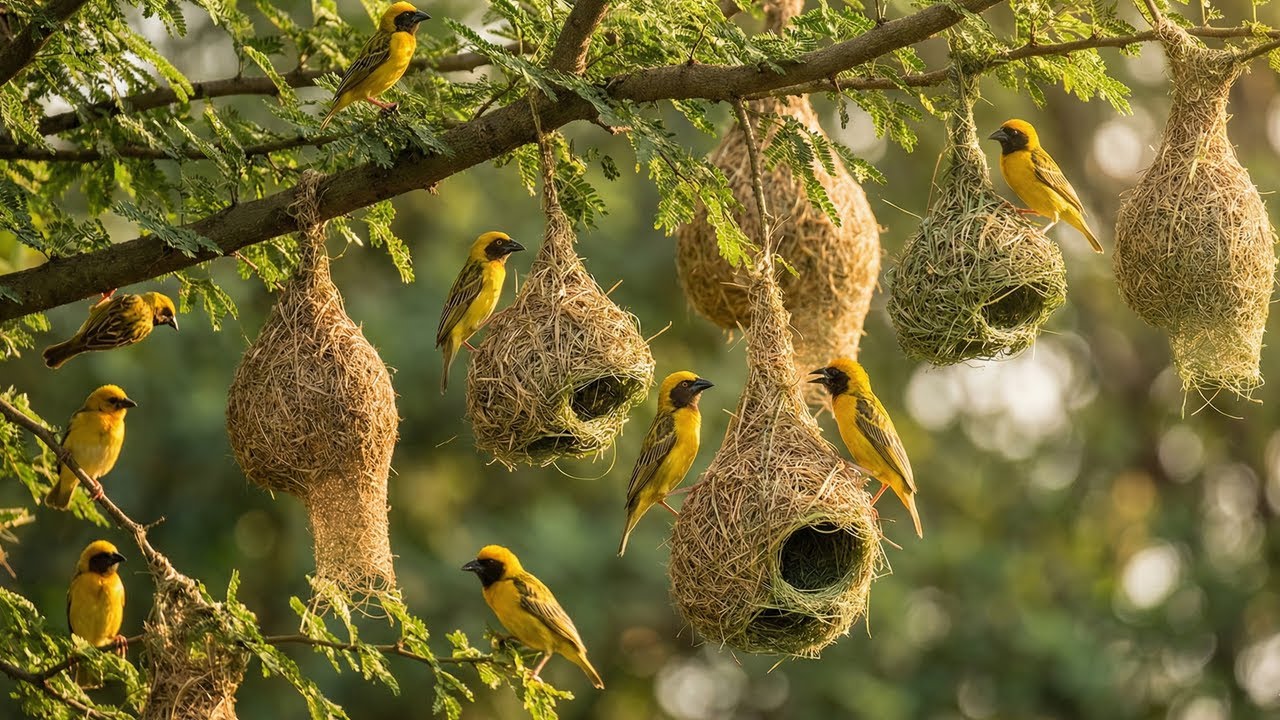 Peaceful Weaver Birds & Hanging Nests 🌿 Relaxing Forest Nature Loop (Calm Music)