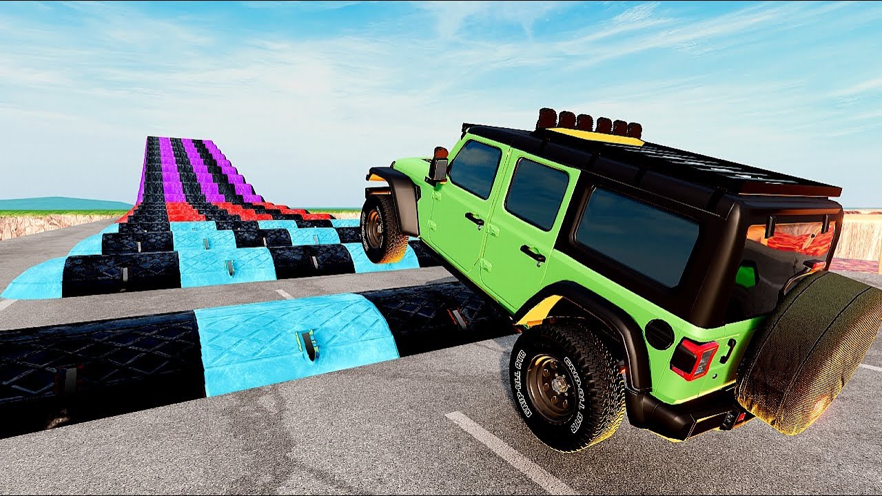 Speed Bump Challenge &ndash; Realistic Cars Impact Physics Test #2 BeamNG Drive