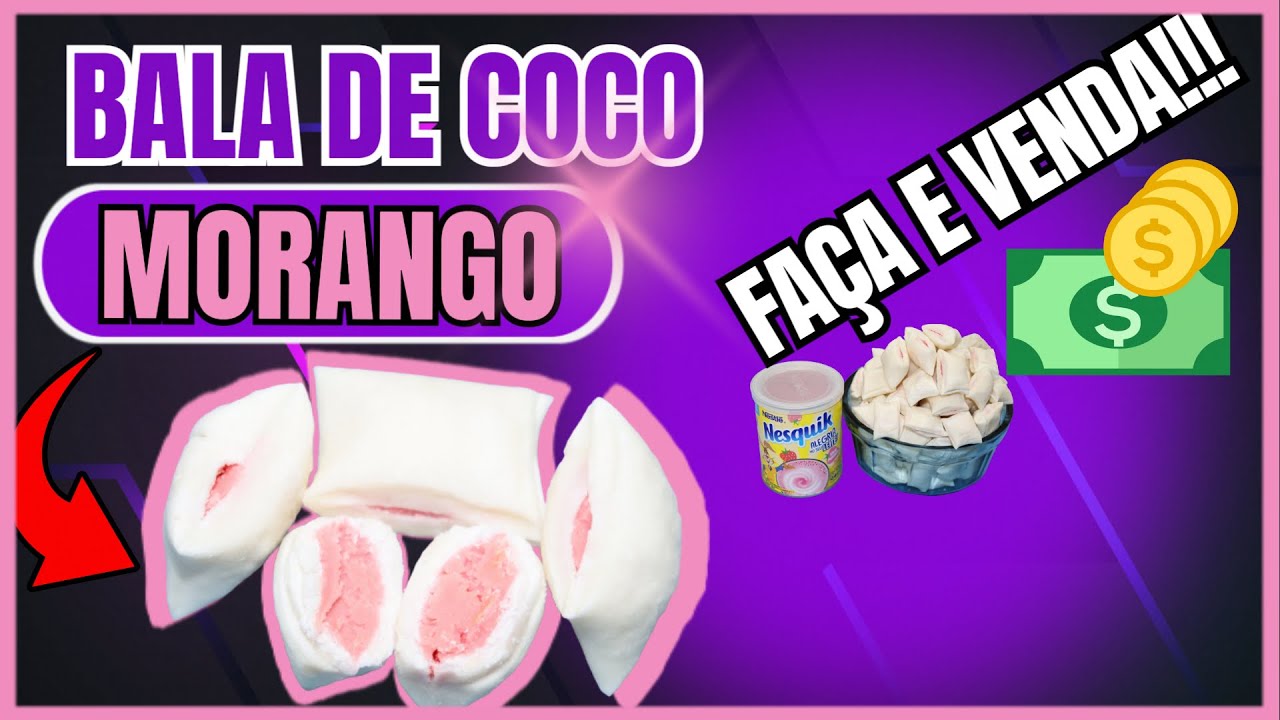 Bala de Coco Recheada (morango). Novo Método! Ponto de Fibra.