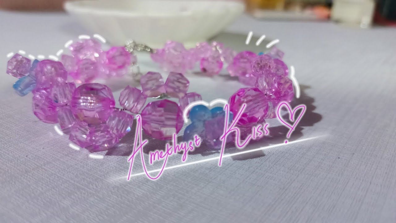 DIY Amethyst Kiss | Making a Lilac Crystal Beads Bracelet ASMR