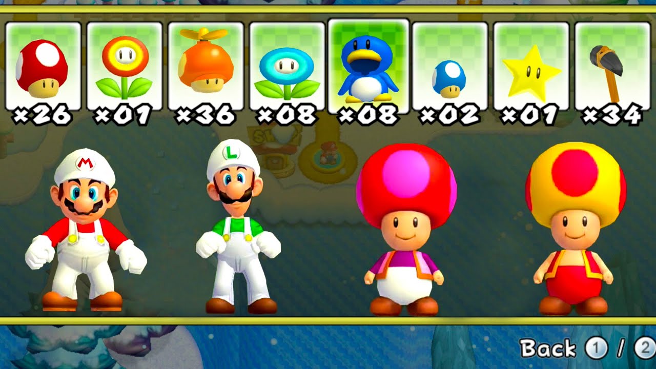 New Super Mario Bros. Wii (Retro Remix) – 4 Player World 1 Walkthrough Co-Op