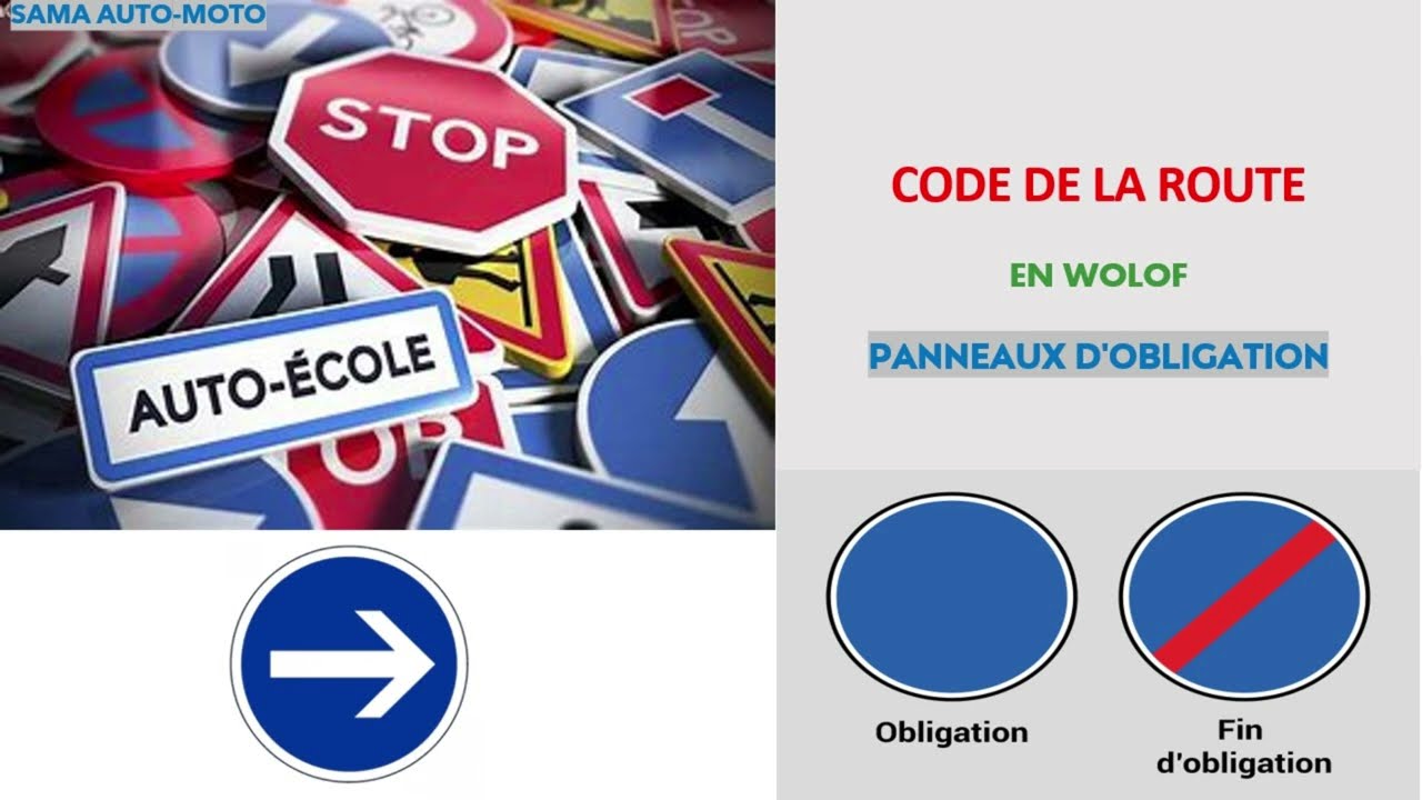 panneaux d'obligation en wolof et français code de la route