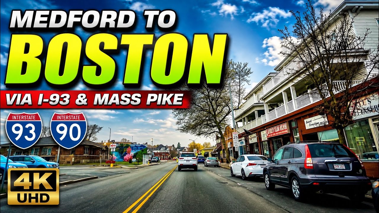 Salem Street Medford to Mass Pike Boston MA |4K Scenic Drive - 4/16/23