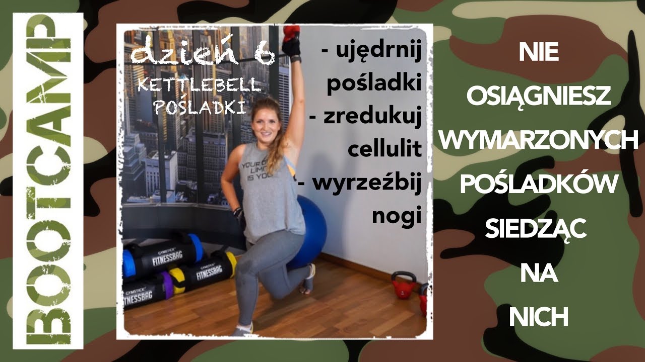 BOOTCAMP - Dzień 6 - TRENING SIŁOWY - JĘDRNE POŚLADKI - KETTLEBELL - ćwiczenia na pośladki w domu
