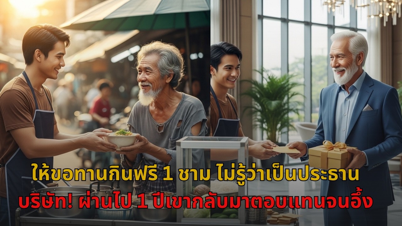 ให้ขอทานกินฟรี 1 ชาม ไม่รู้ว่าเป็นประธานบริษัท! ผ่านไป 1 ปีเขากลับมาตอบแทนจนอึ้ง