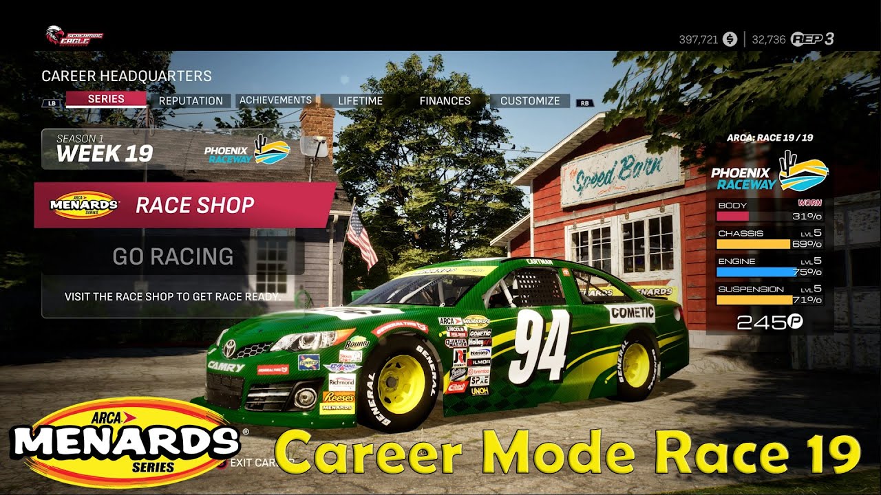 Nascar 25 Career Mode- Arca Season 1 Race 19 - PHOENIX! (100% Length & 100% Difficulty)