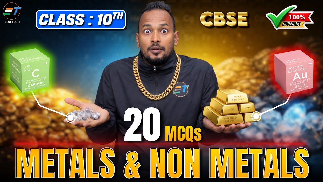 Class 10 CBSE 🔥 Metals & Non-Metals | 20 MCQs Jo Board Me Pakke Aayenge | 2026 #cbse2026 