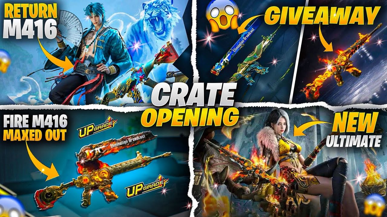 Fire m416 creat opening + maxed out ! Ultimate creat opening ! M416 giveaway ! PUBGM 