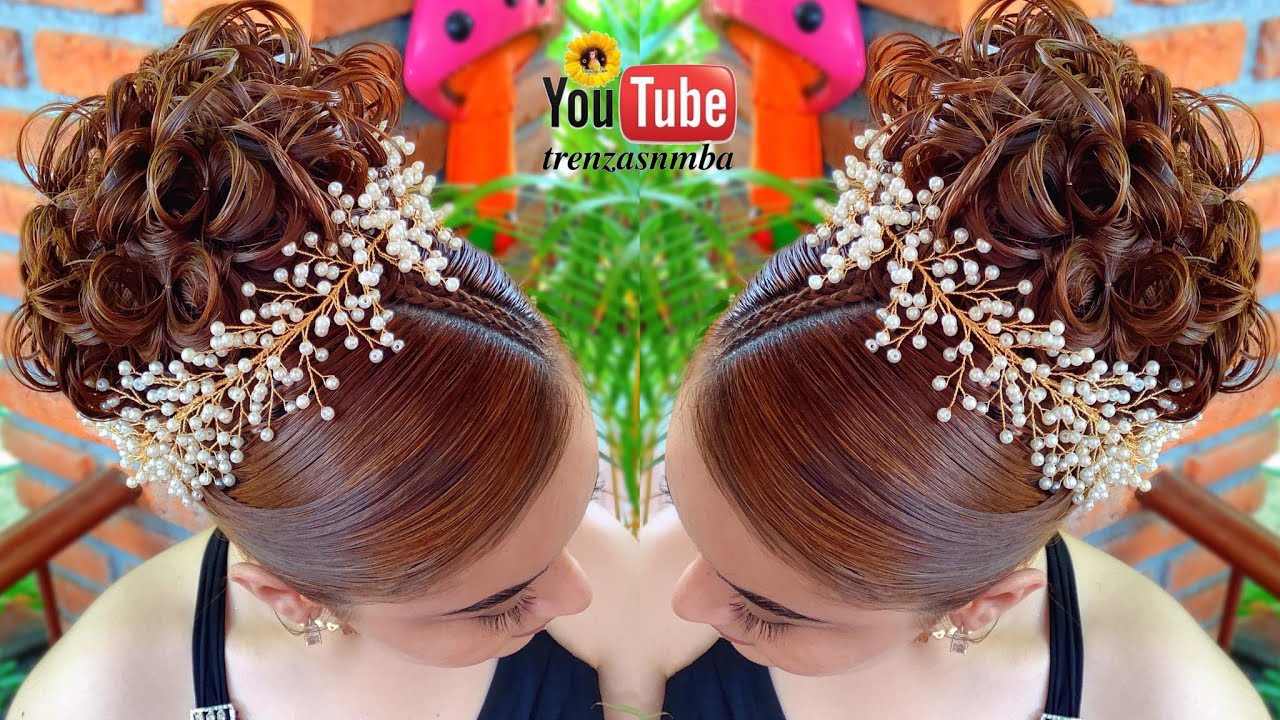 hermoso peinado en trenza fácil y chongo alto elegante ❤️, peinado para niñas