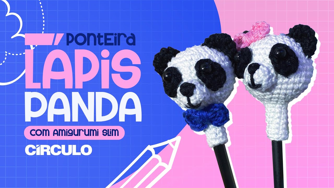 Ponteira de lápis Panda - Amigurumi Slim