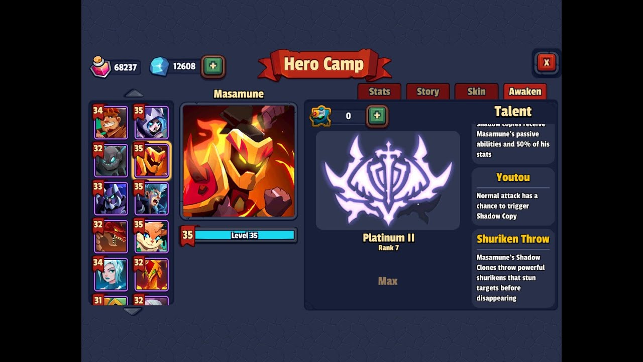 Realm Defense Awaken. Masamune, before and after unlock rank 7. TD Games.