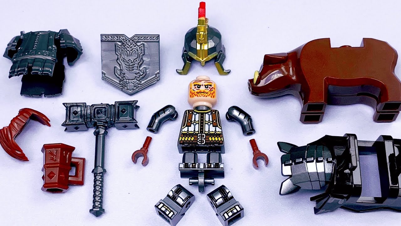 Кастомная фигурка LEGO &laquo;Хоббит&raquo; Даин II Железноногий Всадник на кабане | Неофициальные минифигурк...