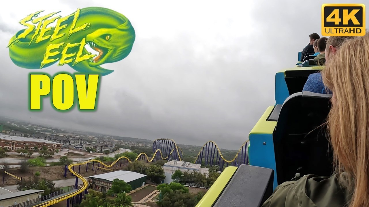Steel Eel POV (Back Row, 4K 60 FPS, 2025), SeaWorld San Antonio Morgan Mega Coaster | Non-Copyright