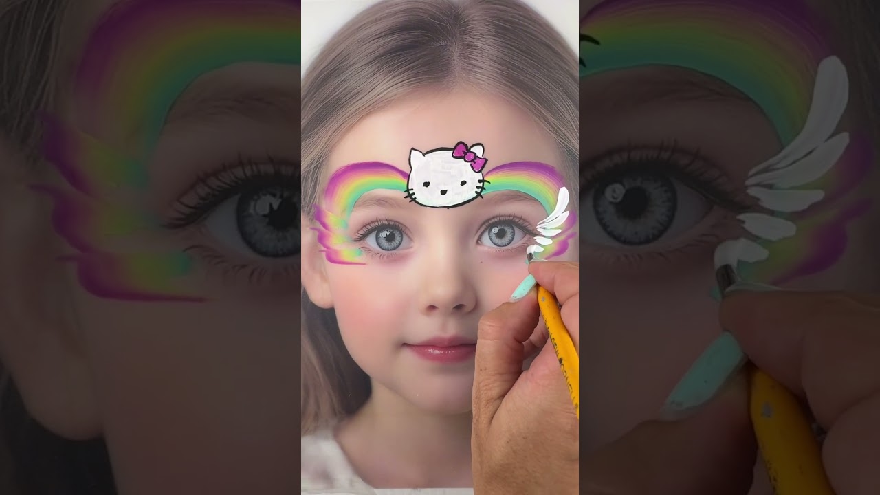 Quick & Easy Rainbow Hello Kitty Face Paint!