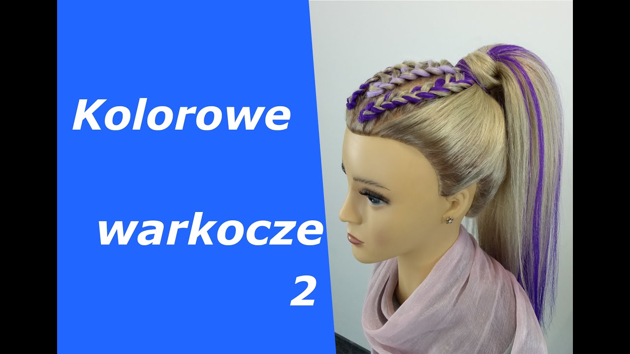 Kolorowe warkocze. Kucyk z kolorowymi włosami