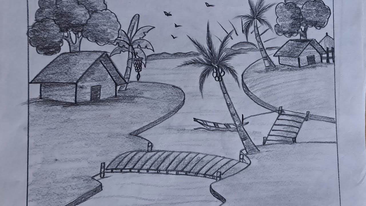 Beautiful scenery drawing 
