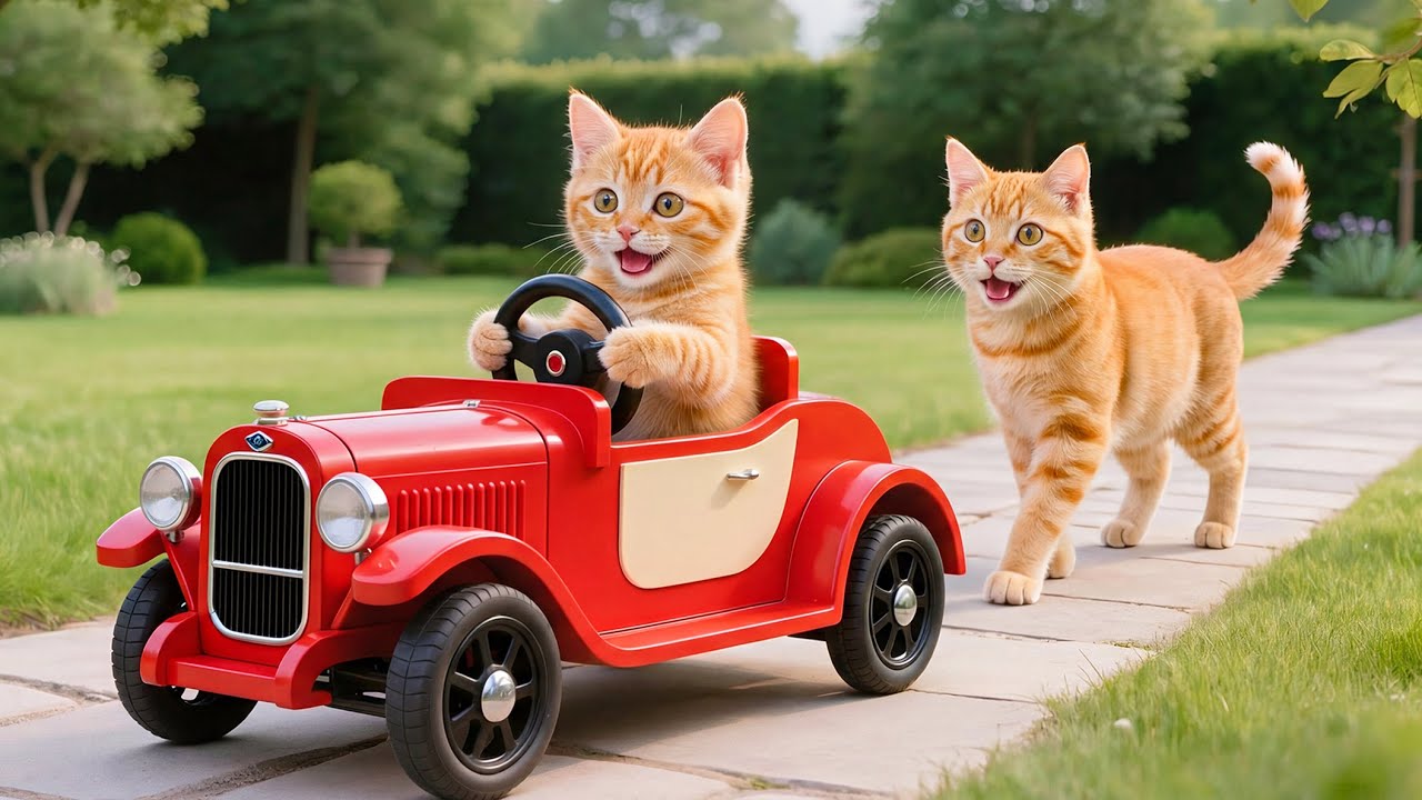 Mama Cat Teaches Kitten How to Make a Wooden Toy Car | Creative & Educational Handmade Video