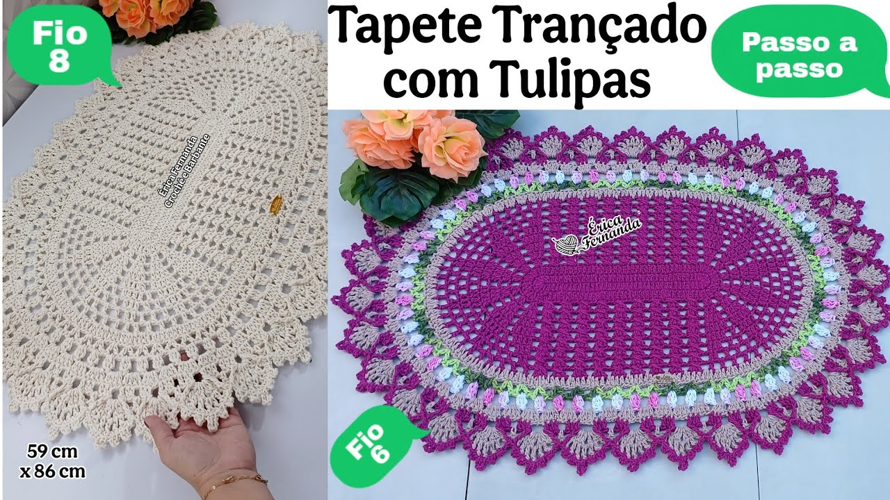 💥TAPETE TRANÇADO COM TULIPAS 🌷  #passoapasso