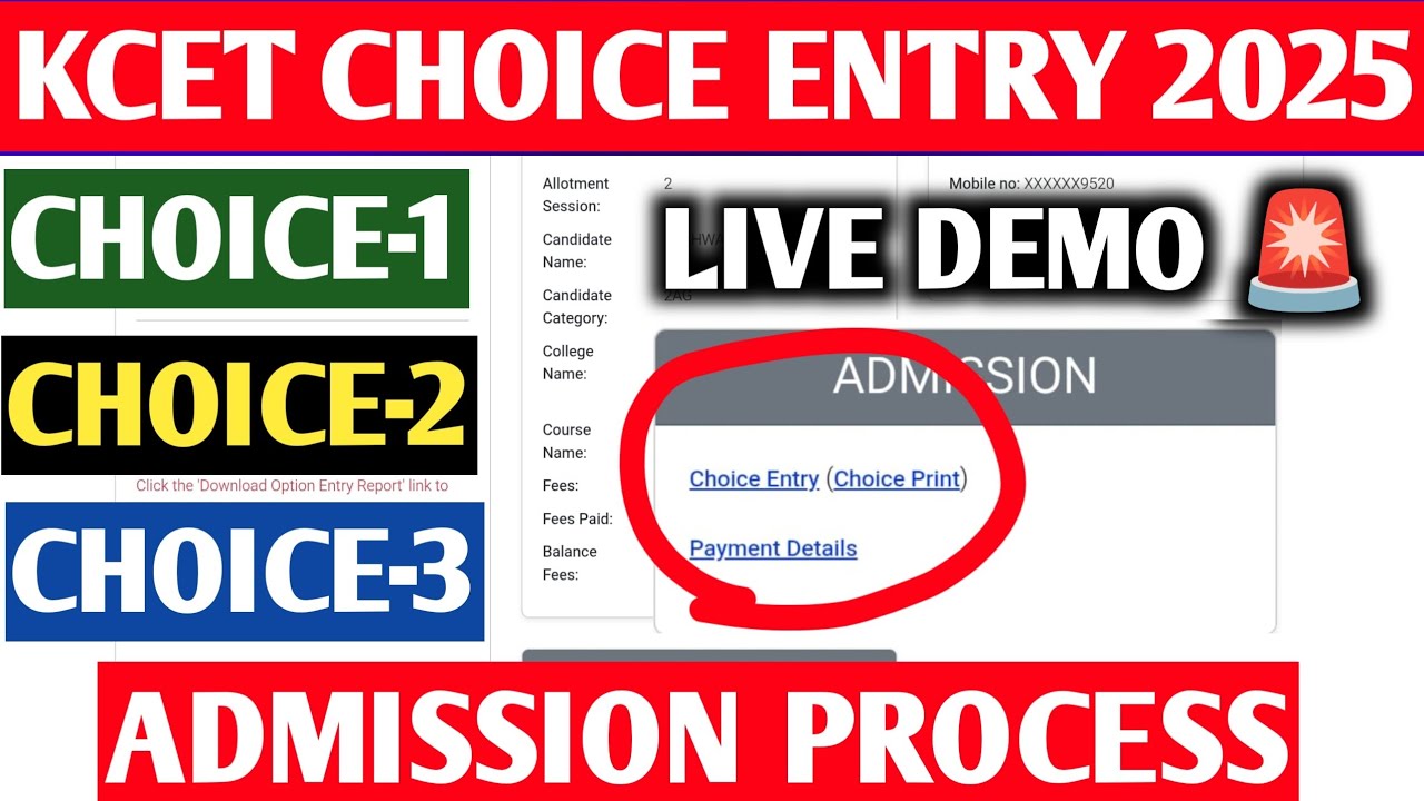 Choice Entry Live Demo 🚨 | KCET 2025 Choice Entry Live Demo 🤩 | Step by Step Choice Entry #Kcet #Kea