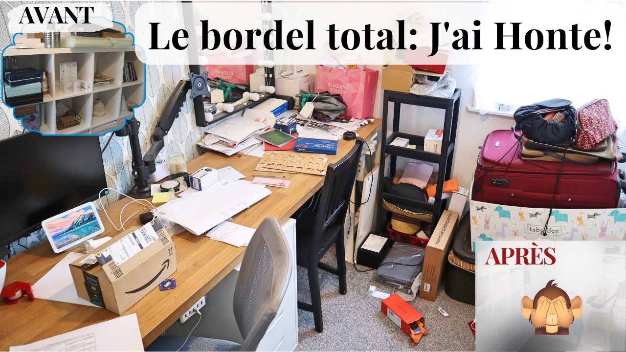UNE JOURNÉE pour rendre cette piece PLUS VIVABLE:MÉNAGE /Extreme DÉSENCOMBREMENT/ORGANISATION:BUREAU